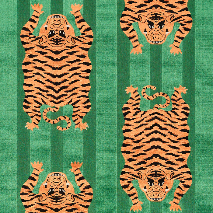 Schumacher Jokhang Tiger Velvet Green Fabric 77233