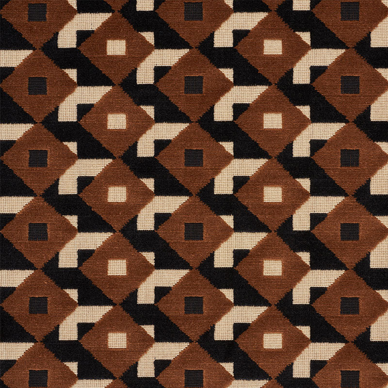 Schumacher Dazzle Ship Velvet Brown & Black Fabric 77242