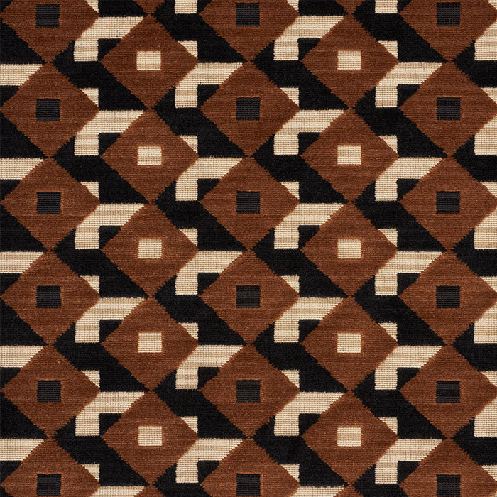 Schumacher Dazzle Ship Velvet Brown & Black Fabric Sample 77242