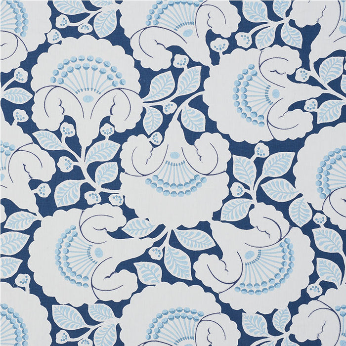 Schumacher Jackie Applique Embroidery Blue Fabric 77301