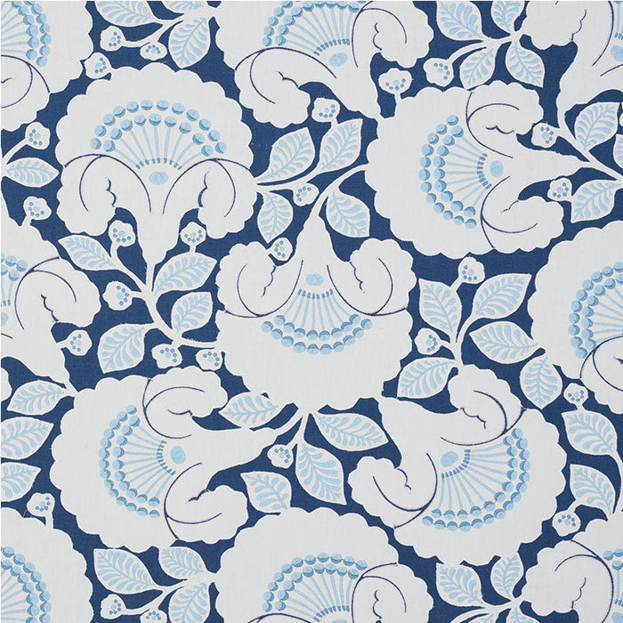 Schumacher Jackie Applique Embroidery Blue Fabric Sample 77301