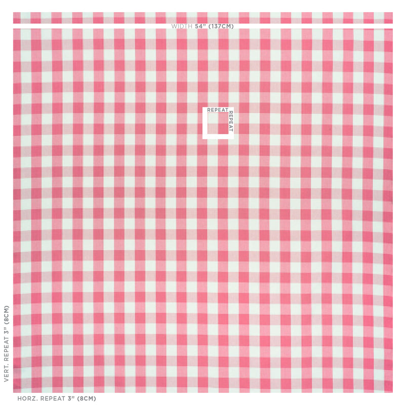 Schumacher Camden Cotton Check Magenta Fabric 77321