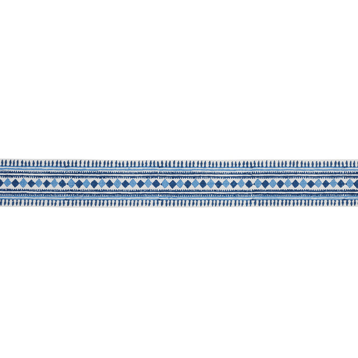 Schumacher Toula Hand Blocked Linen Tape Blues Trim 77330