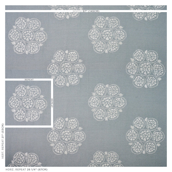 Schumacher Isla Hand Embroidery Sky Fabric Sample 77490