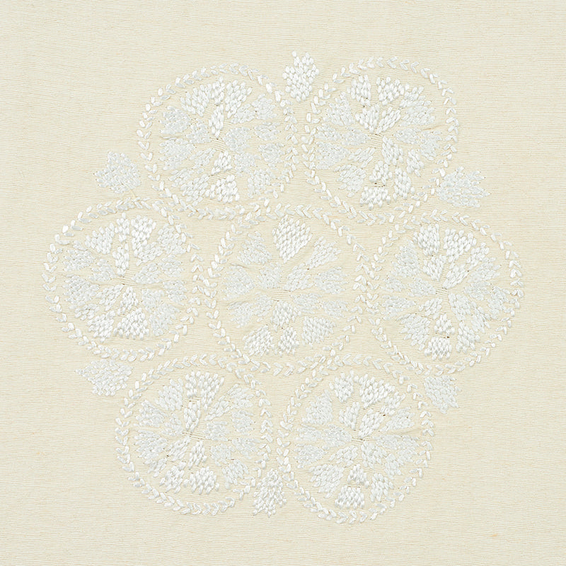 Schumacher Isla Hand Embroidery Ivory Fabric 77491