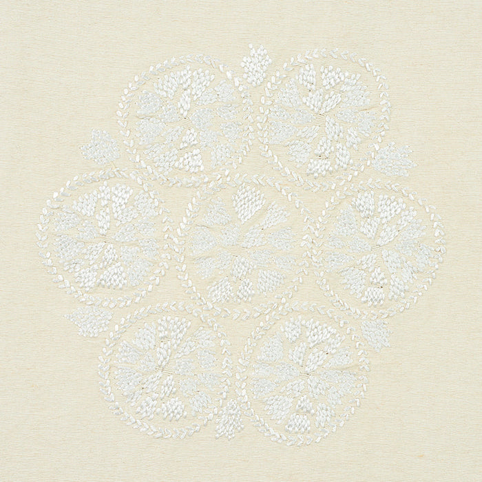 Schumacher Isla Hand Embroidery Ivory Fabric Sample 77491