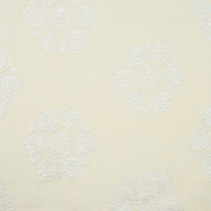 Schumacher Isla Hand Embroidery Ivory Fabric Sample 77491