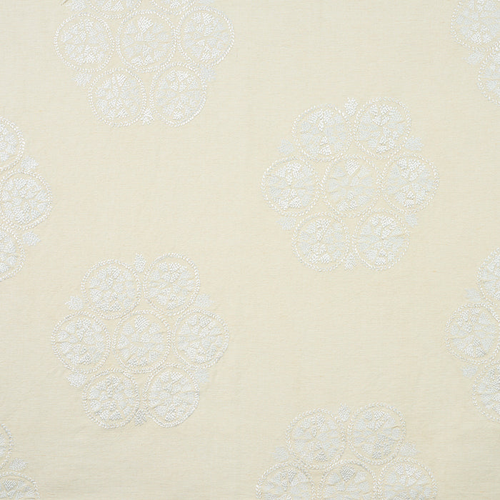 Schumacher Isla Hand Embroidery Ivory Fabric 77491