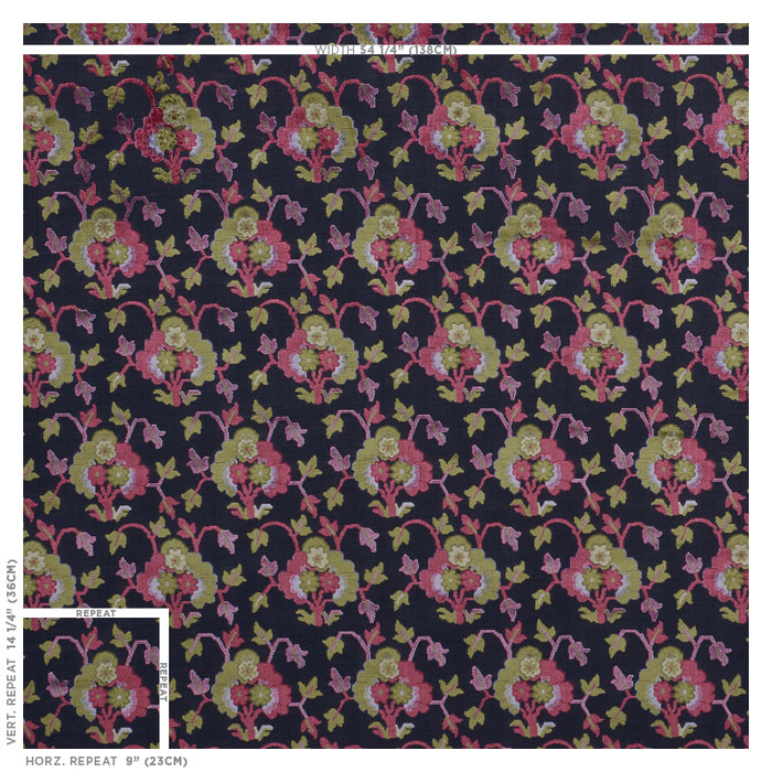 Schumacher Jennie Velvet Midnight & Magenta Fabric 77740