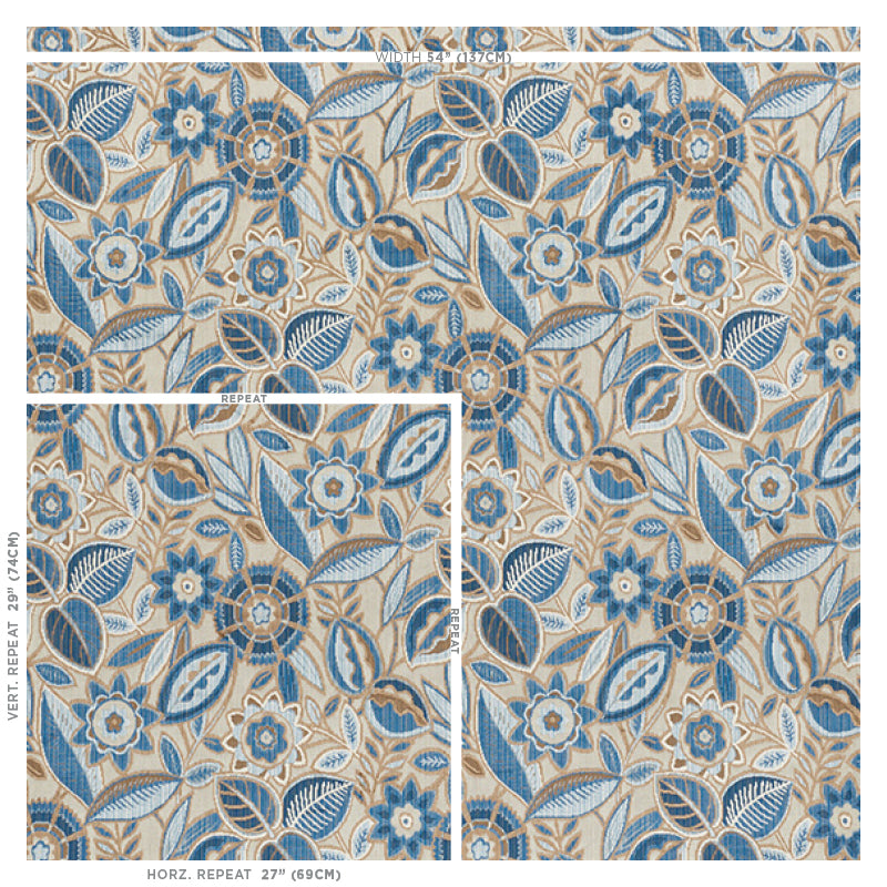 Schumacher Garland Velvet Blue Fabric 77761