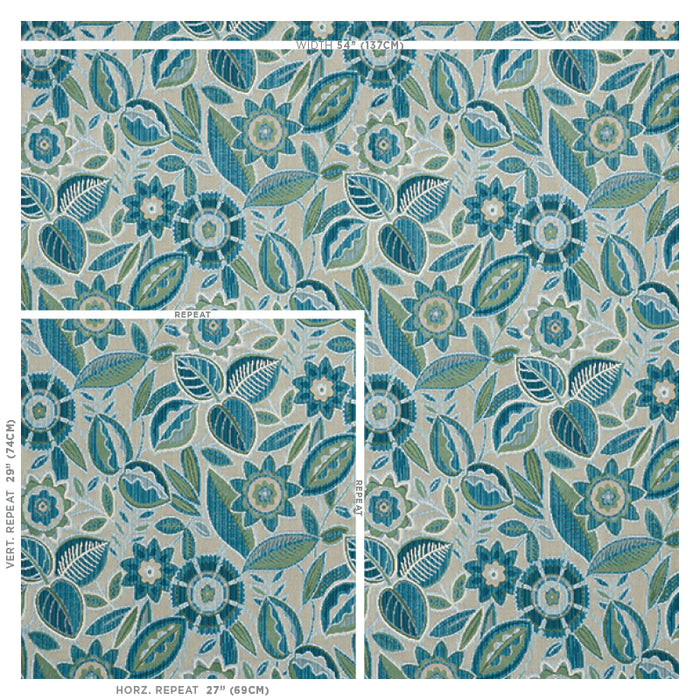 Schumacher Garland Velvet Peacock Fabric 77762