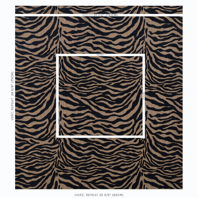 Schumacher Regine Strie Velvet Ebony Fabric 77771