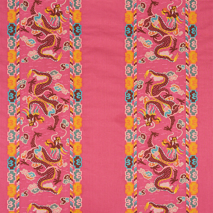 Schumacher Lotan Dragon Embroidery Pink Fabric 78092