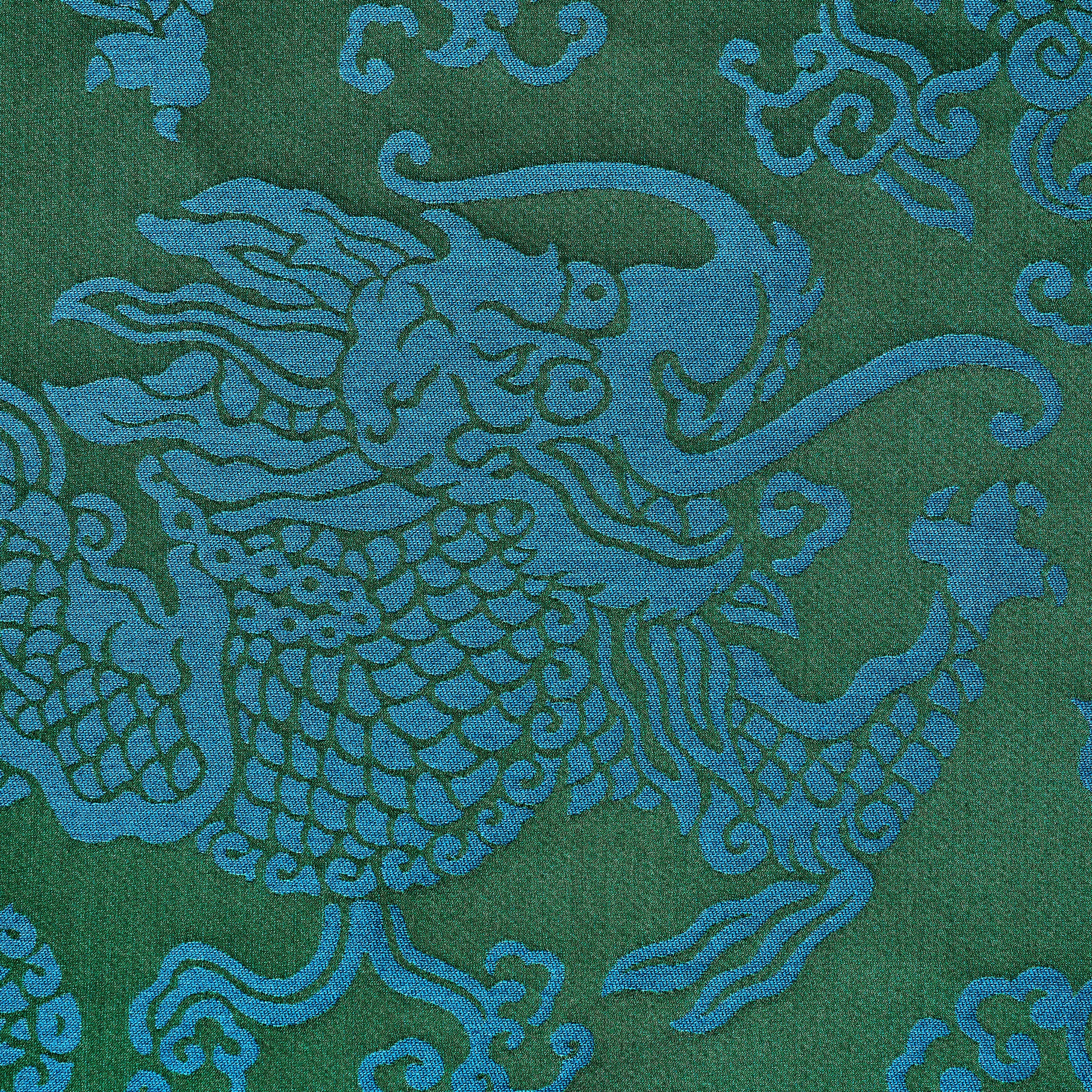 Schumacher Ruan Dragon Damask Emerald Fabric Sample 78100