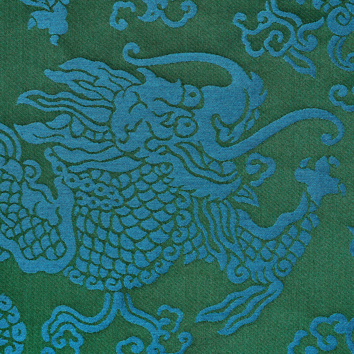 Schumacher Ruan Dragon Damask Emerald Fabric Sample 78100