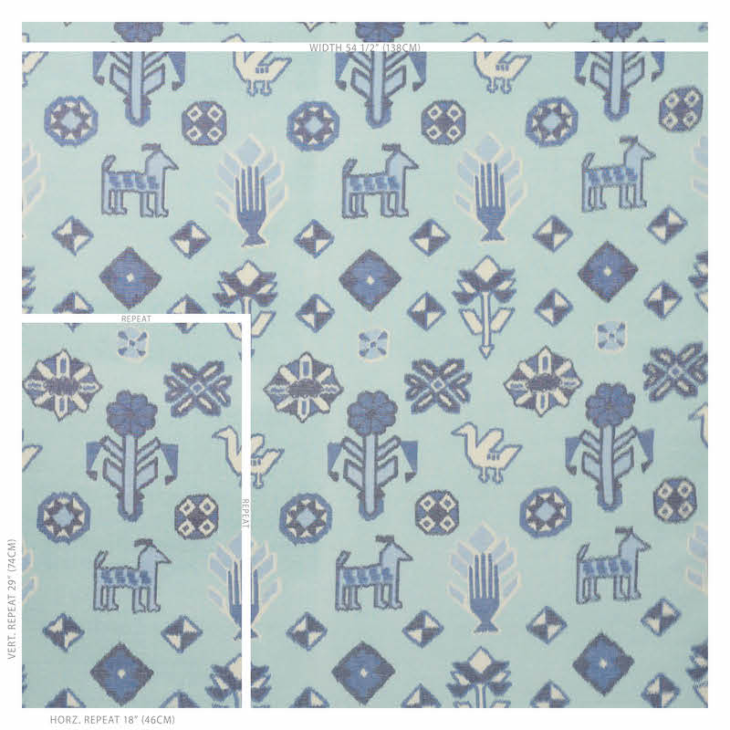 Schumacher Chuska Warp Print Blue Fabric 78141