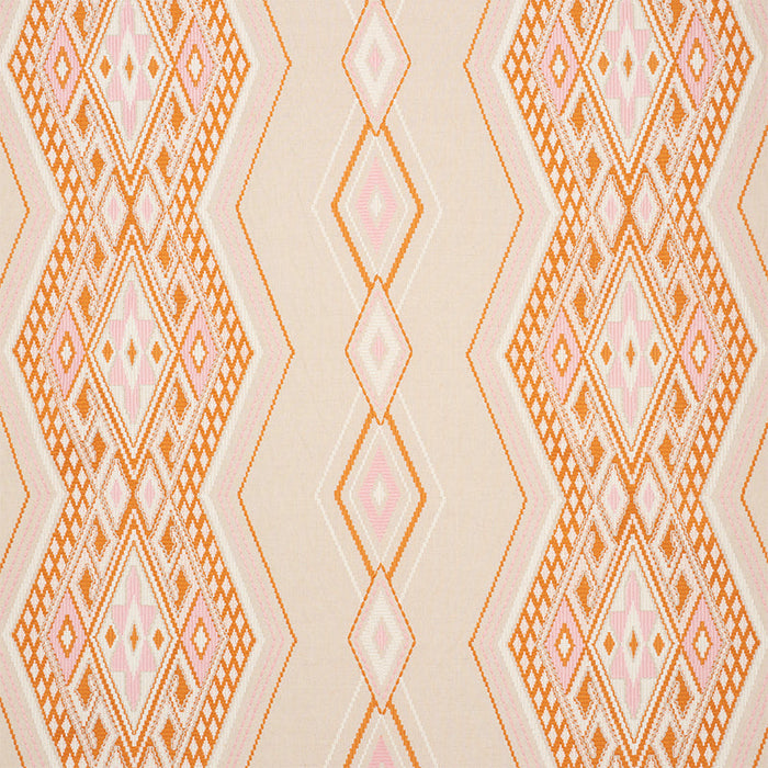 Schumacher Bayeta Embroidery Pink & Orange Fabric Sample 78151