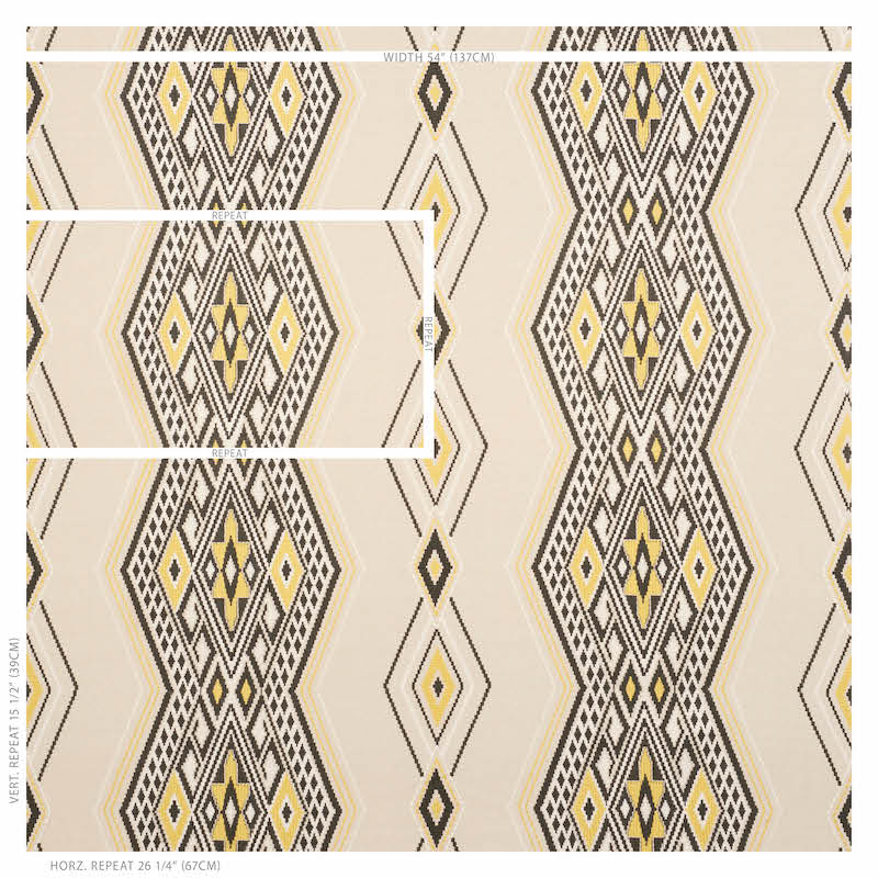 Schumacher Bayeta Embroidery Yellow & Neutral Fabric Sample 78152