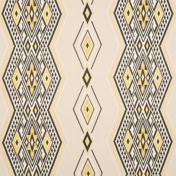 Schumacher Bayeta Embroidery Yellow & Neutral Fabric Sample 78152