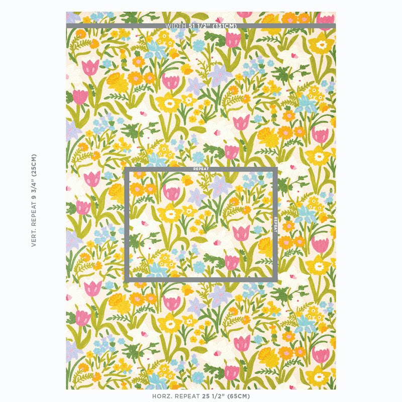 Schumacher Crewel Garden Multi Fabric Sample 78291