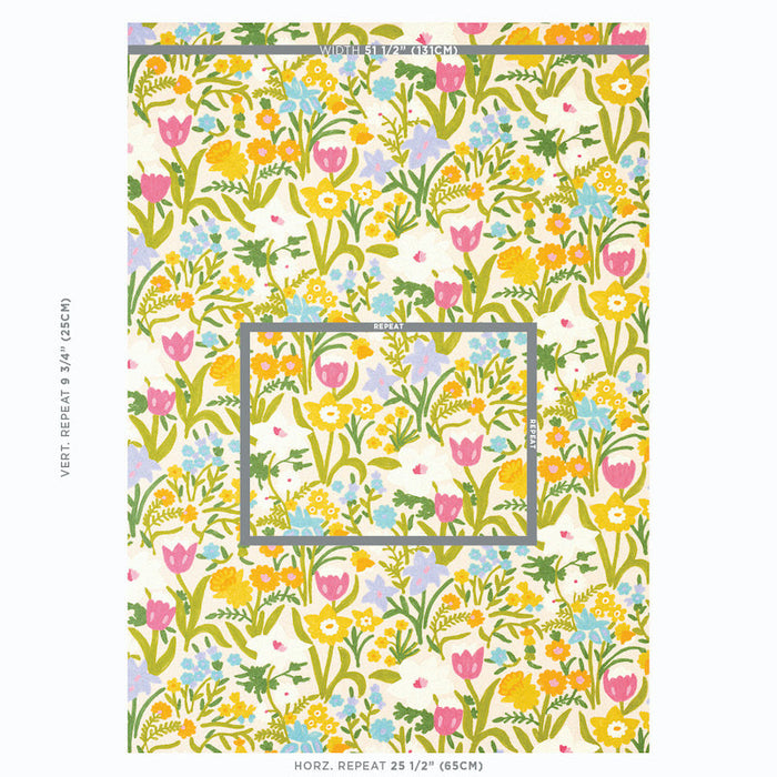 Schumacher Crewel Garden Multi Fabric Sample 78291