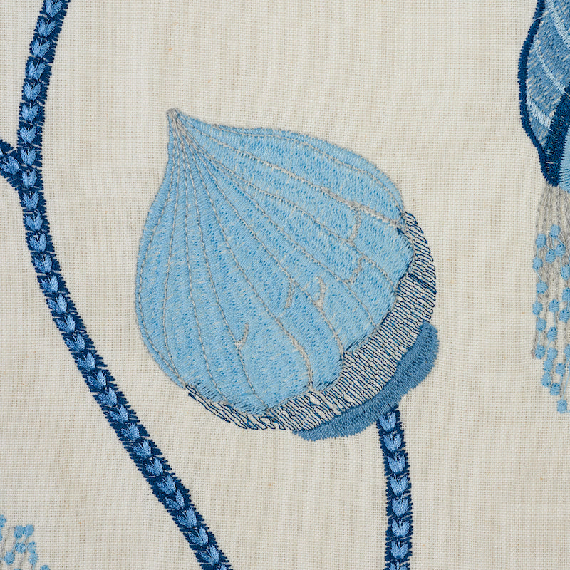 Schumacher Celinda Embroidery Blue Fabric 78301