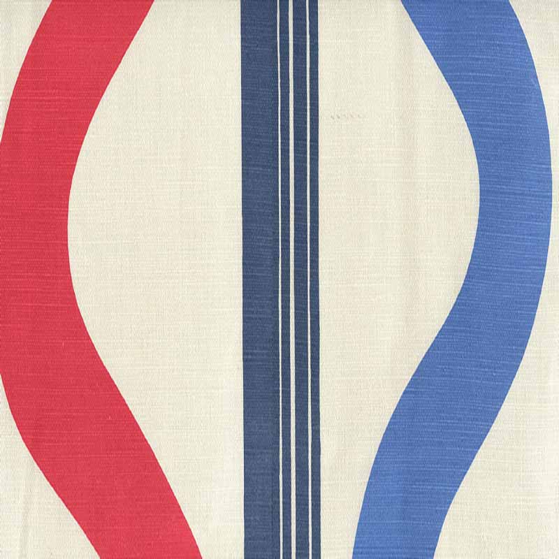 China Seas Tete A Tete Vertical Navy Red French Blue Fabric 7830V-06