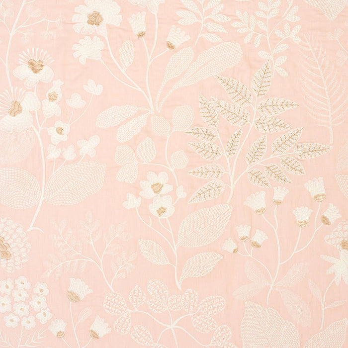 Schumacher Emaline Embroidery Blush Fabric Sample 78310