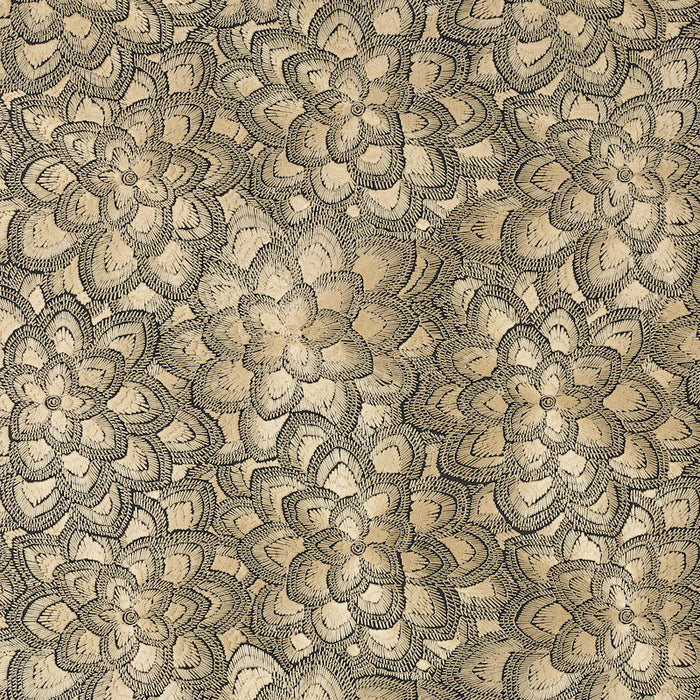 Schumacher Lotus Embroidery Gold Fabric Sample 78340