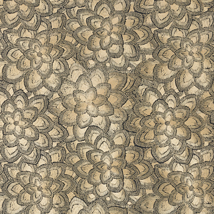 Schumacher Lotus Embroidery Gold Fabric 78340