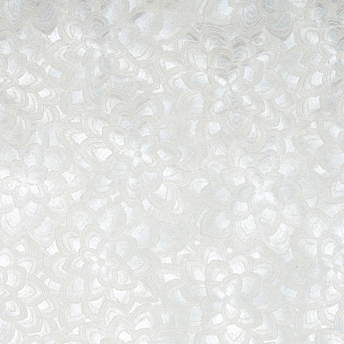 Schumacher Lotus Embroidery Pearl Fabric Sample 78341