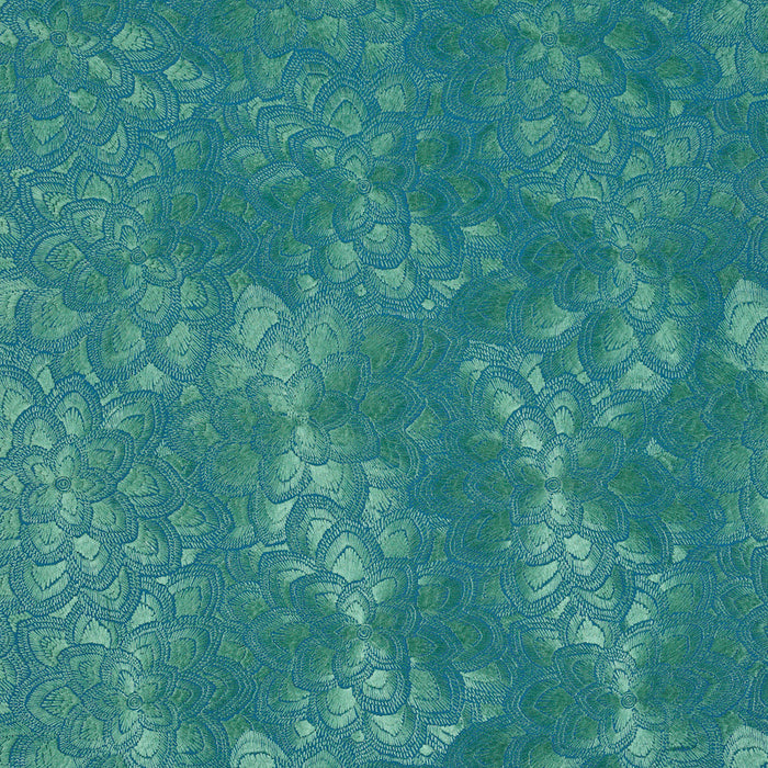 Schumacher Lotus Embroidery Jade Fabric Sample 78342