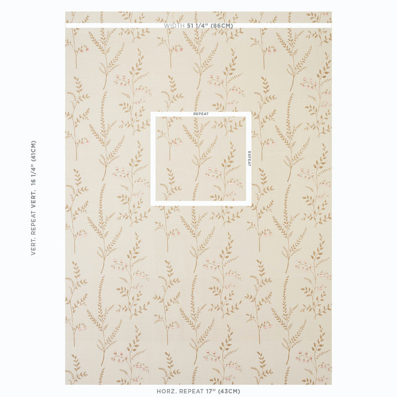 Schumacher Cynthia Embroidered Print Natural Fabric 78351