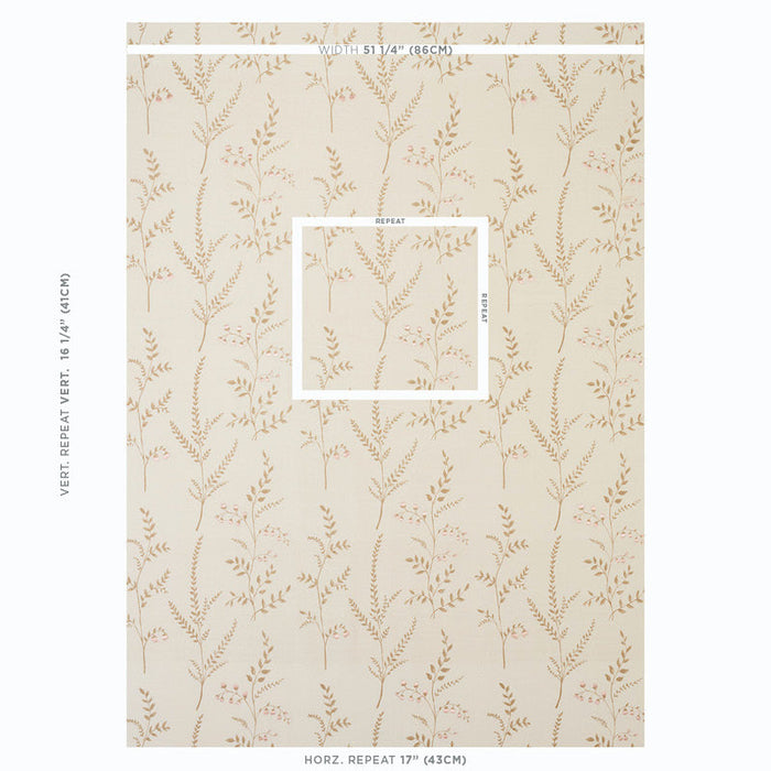 Schumacher Cynthia Embroidered Print Natural Fabric Sample 78351