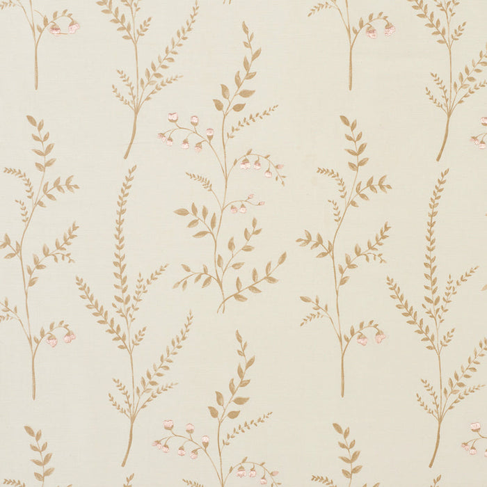 Schumacher Cynthia Embroidered Print Natural Fabric Sample 78351