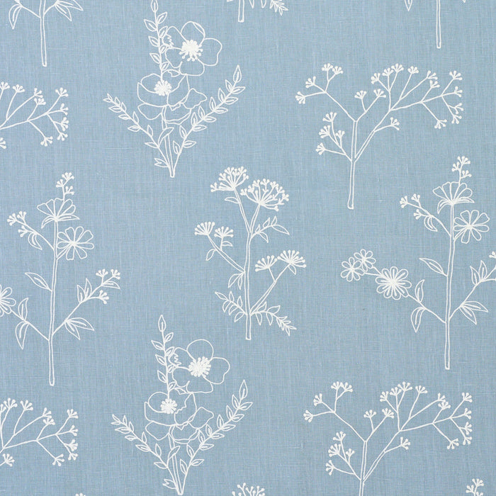 Schumacher Lisbeth Embroidery Blue Fabric Sample 78360