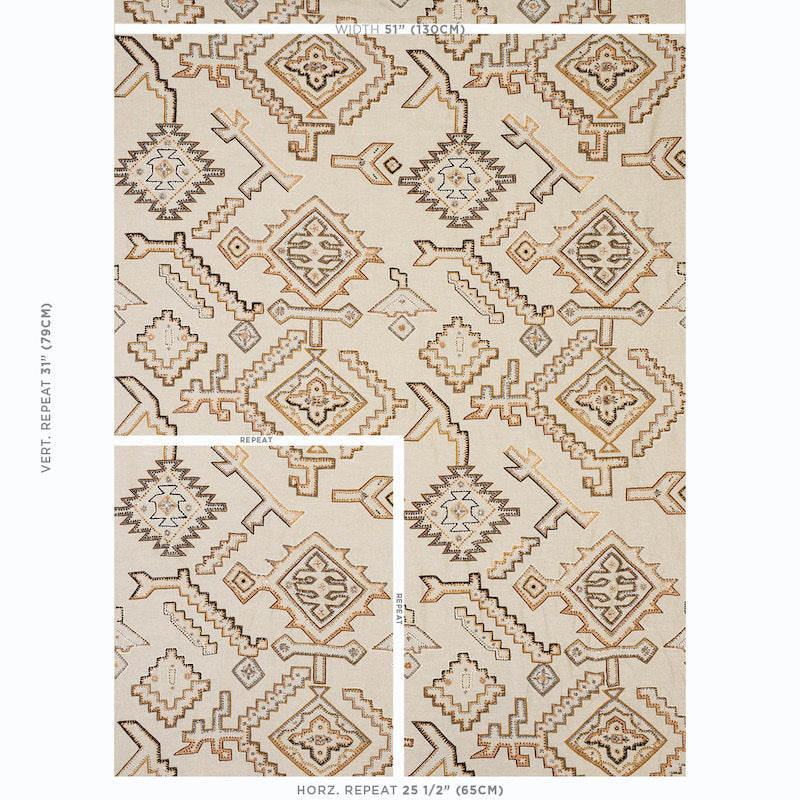 Schumacher Ezma Embroidery Neutral Fabric Sample 78380