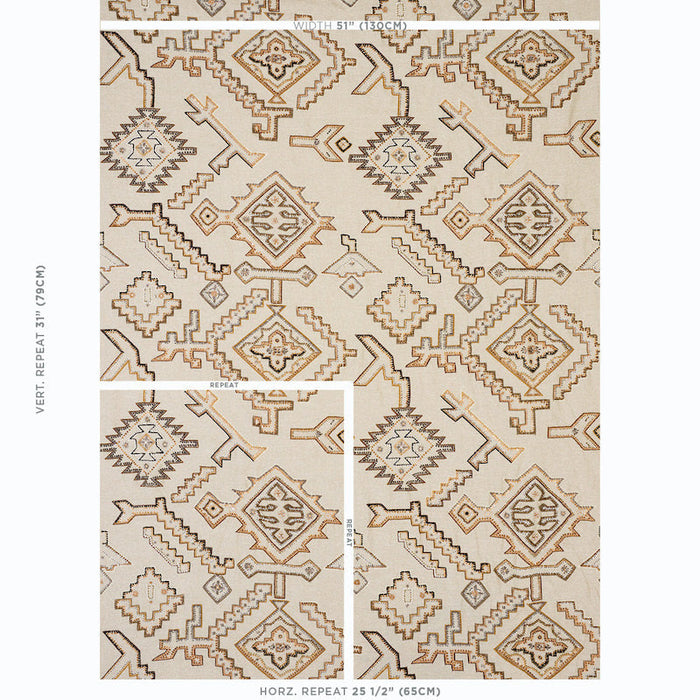 Schumacher Ezma Embroidery Neutral Fabric Sample 78380