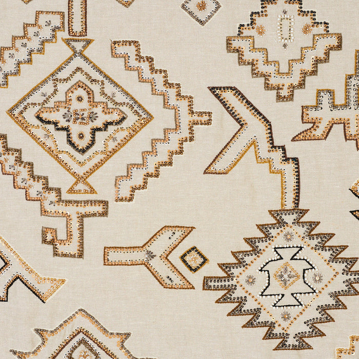 Schumacher Ezma Embroidery Neutral Fabric Sample 78380