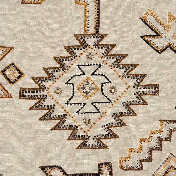 Schumacher Ezma Embroidery Neutral Fabric Sample 78380