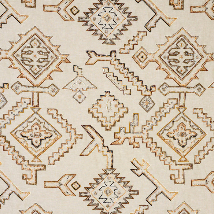 Schumacher Ezma Embroidery Neutral Fabric Sample 78380