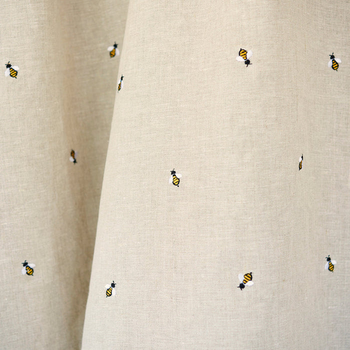 Schumacher Honey Bee Embroidery Natural Fabric Sample 78420