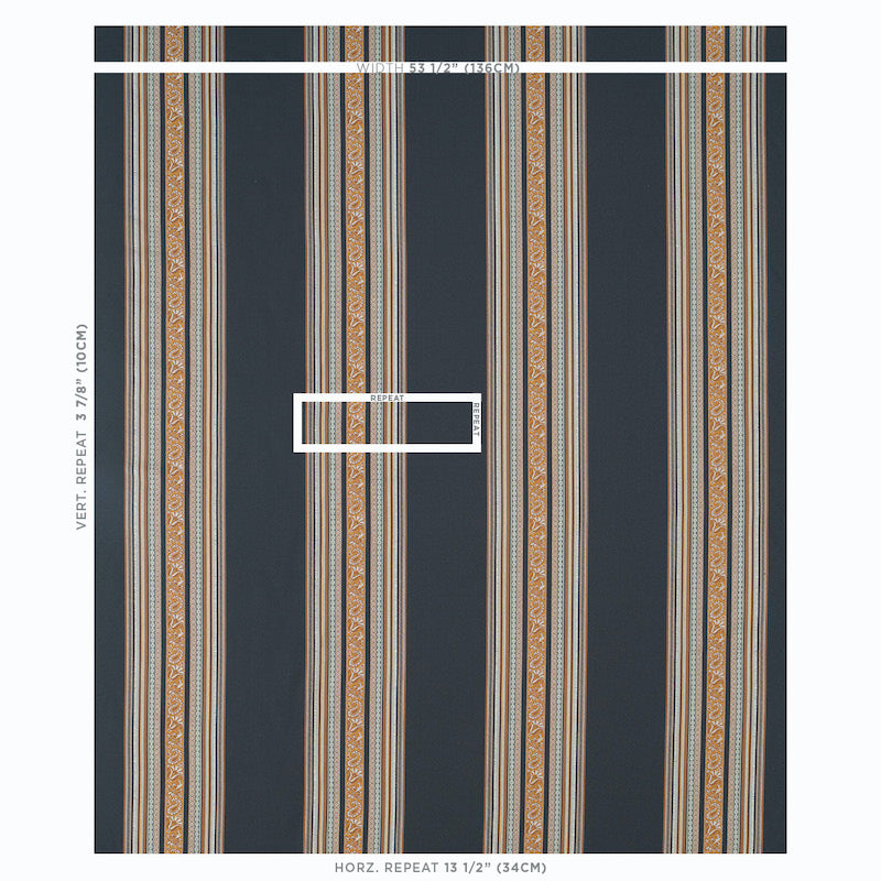 Schumacher Markova Stripe Black Fabric Sample 78600