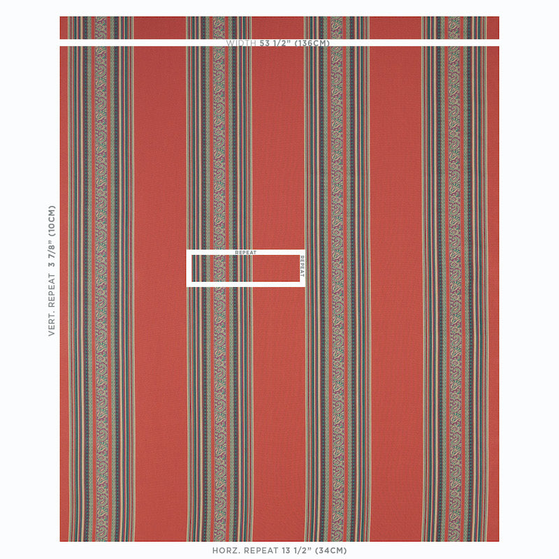 Schumacher Markova Stripe Red Fabric 78601