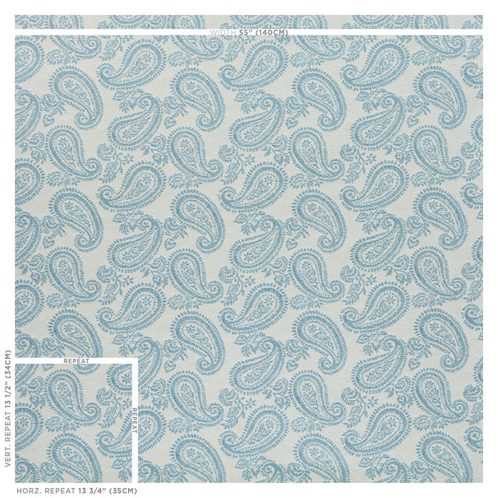 Schumacher Milena Paisley Sky Fabric Sample 78721