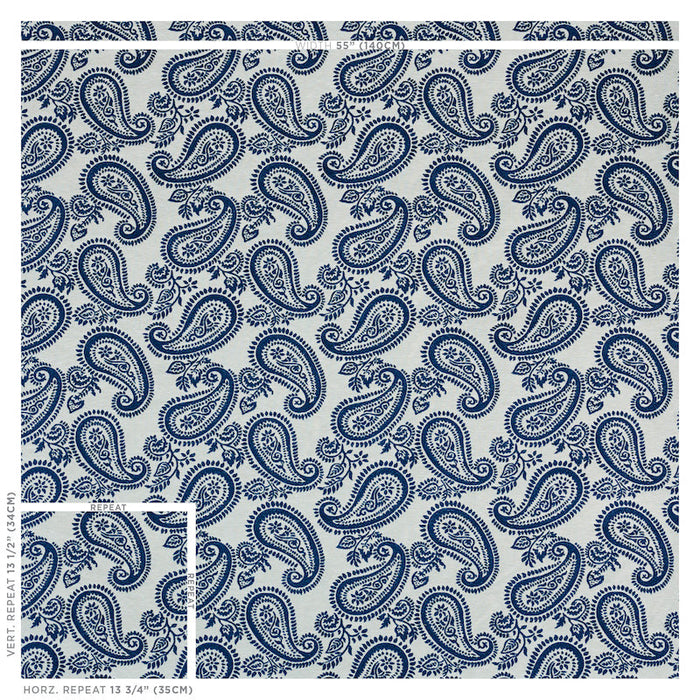 Schumacher Milena Paisley Blue Fabric Sample 78722