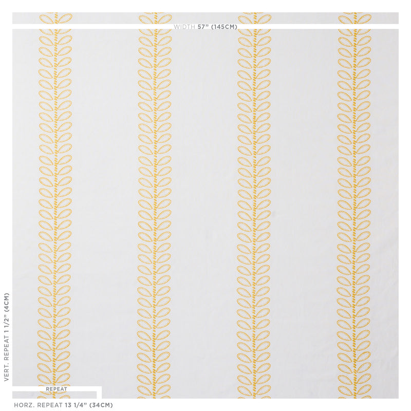 Schumacher Camile Embroidery Yellow Fabric 78740