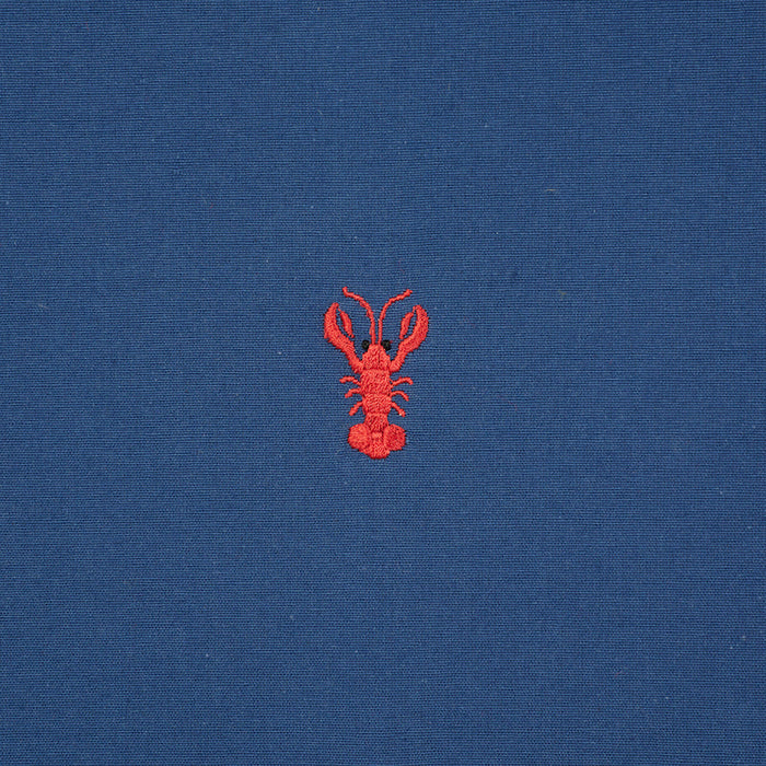 Schumacher Lobster Embroidery Navy Fabric Sample 78800