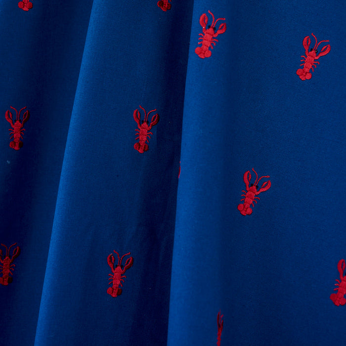 Schumacher Lobster Embroidery Navy Fabric Sample 78800