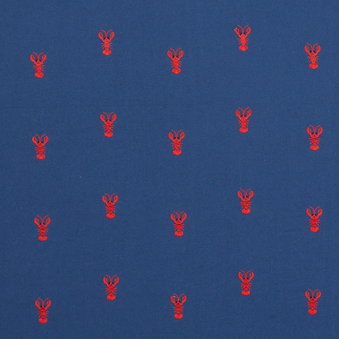 Schumacher Lobster Embroidery Navy Fabric Sample 78800